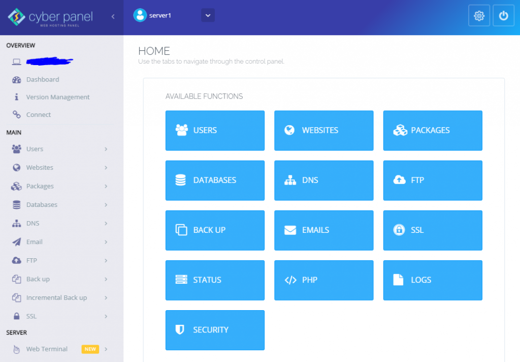 your Cyberpanel homepage
cyberpanel on centos7